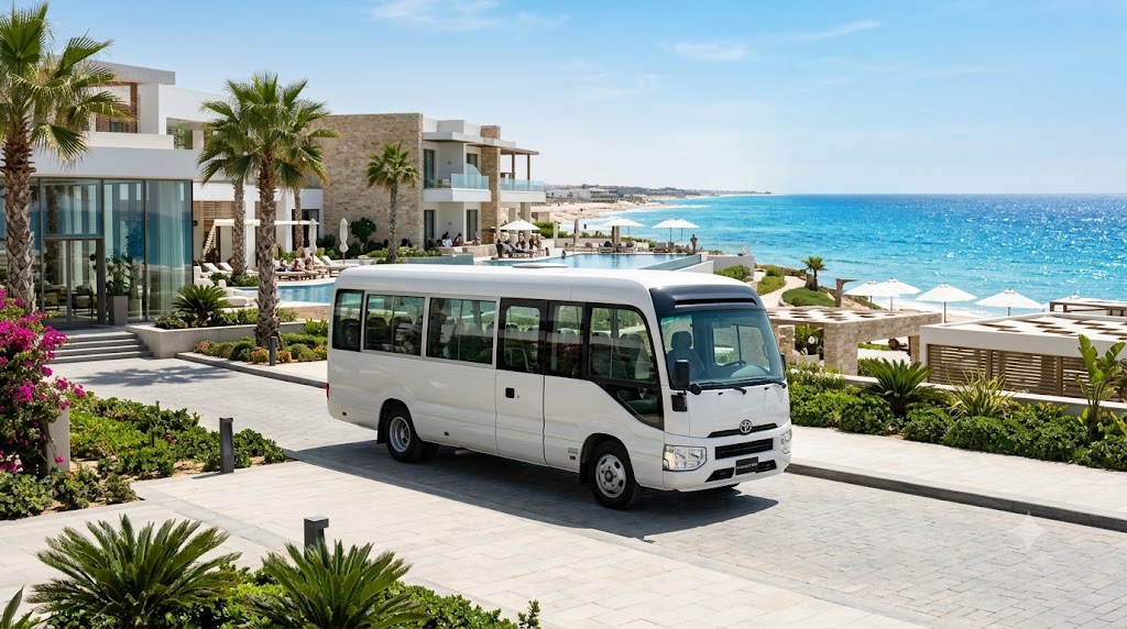 Toyota Coaster 21 Seater Rental with Driver in Alamein | Tourist Minibus for Groups, Hotels & North Coast Trips