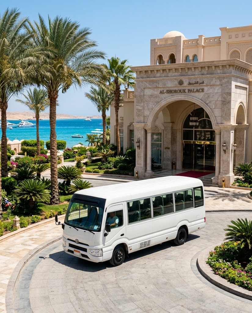 Toyota Coaster Minibus Rental with Professional Driver from Cairo to Hurghada Hotel – Comfortable Private Group Transportation in Egypt