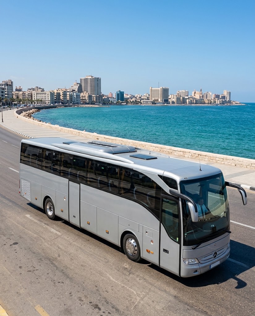 Mercedes 50-Seater Bus Rental from Cairo to Alexandria Round Trip – Same Day Private Group Transportation and Free City Tour